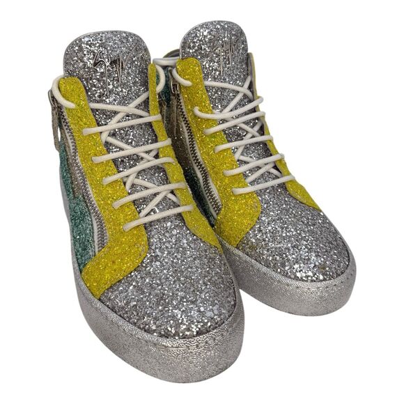 Guiseppe Zanotti Kriss Glitter High Top Multi Color Sneaker Size Italy 41 - US 8 - Picture 1 of 8